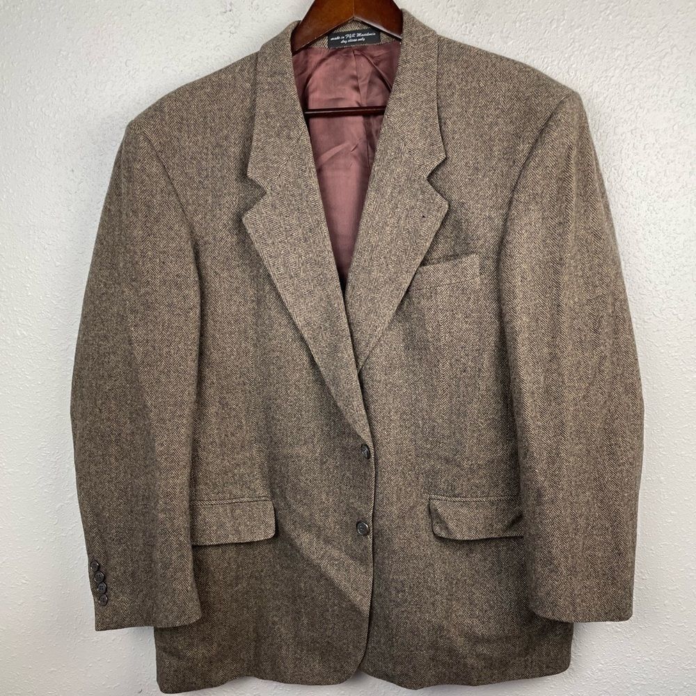 Ron Chereskin Camel Hair Blend Tweed Blazer Size 46R EUC